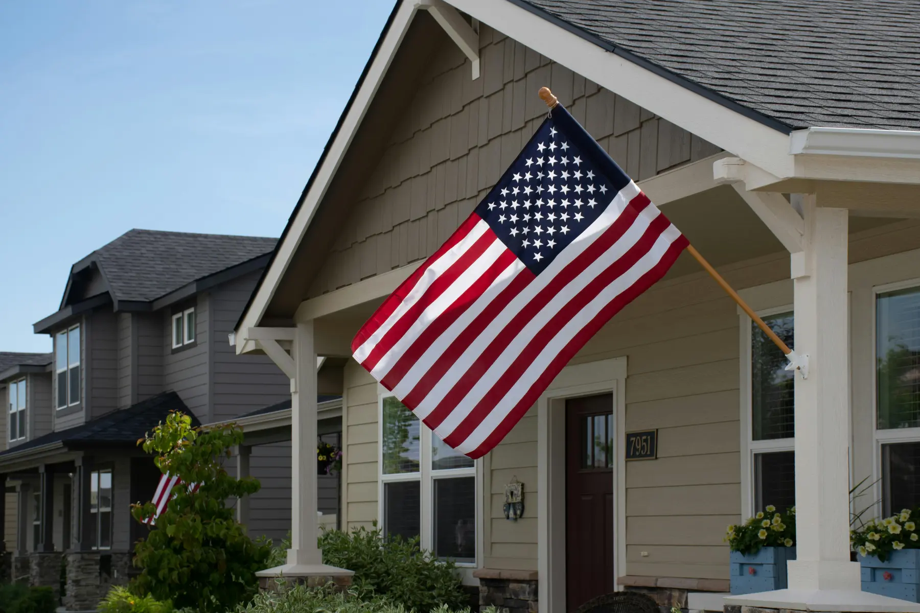 House with an American flag